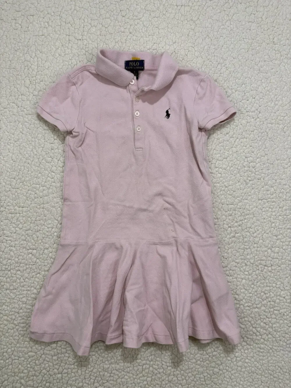 POLO Ralph Lauren Pink Dress Short Sleeve Drop Waist Pony Girls Size 5 Preppy